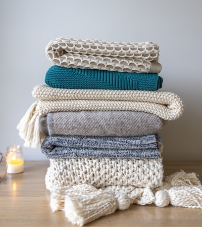 Ivory Wool Blend Throw Blanket