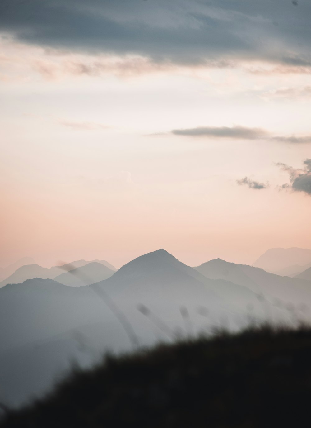 silhouette of mountains during sunset