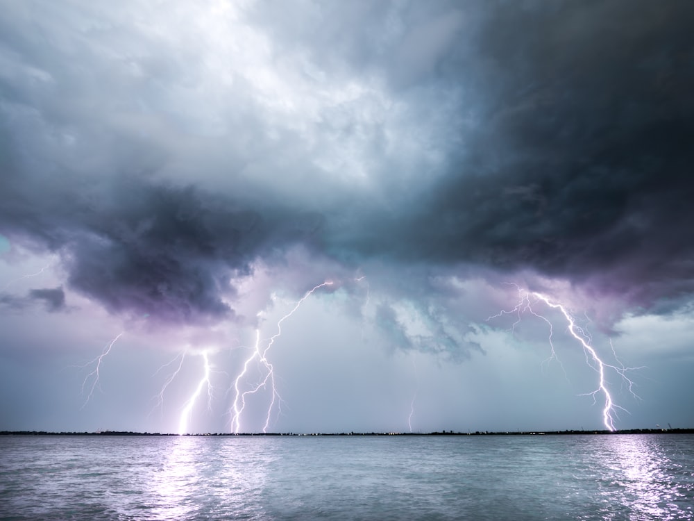lightning strike on body of water