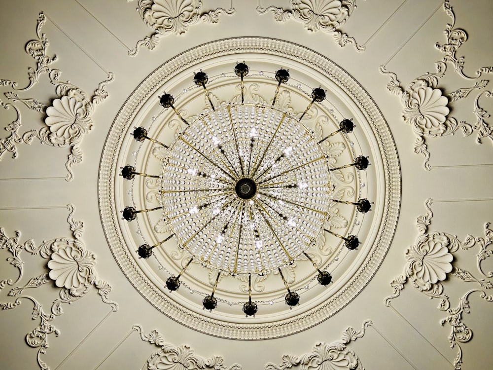 white and black round ceiling