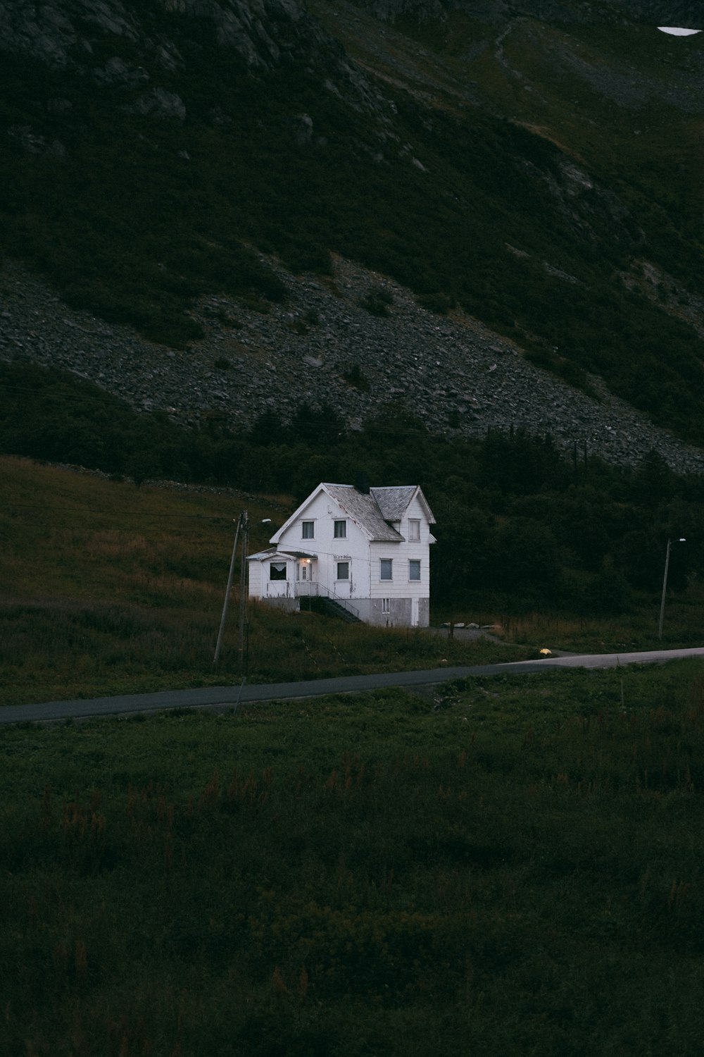 white and black house on green grass field