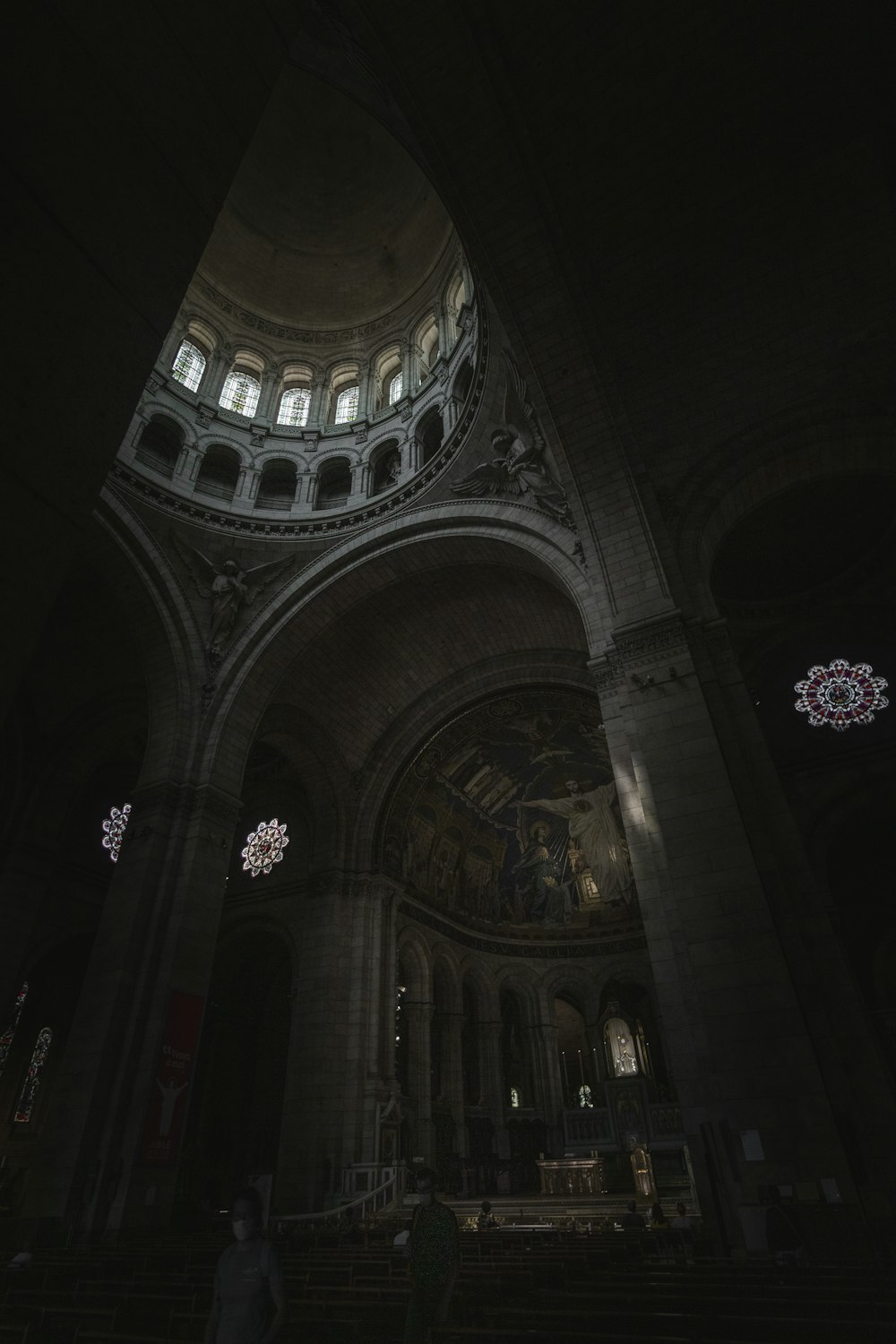 white and blue cathedral interior