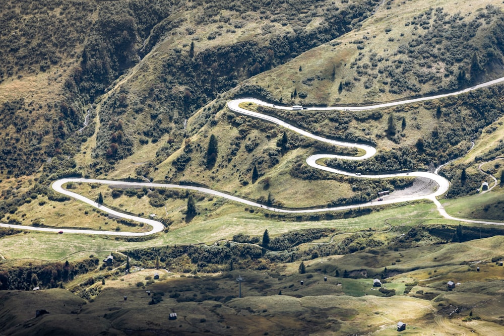 aerial view of road on mountain