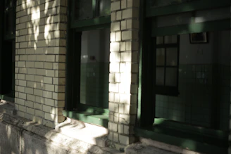 Close-up of elegant matte forest green PVC frames complementing a modern luxury facade.