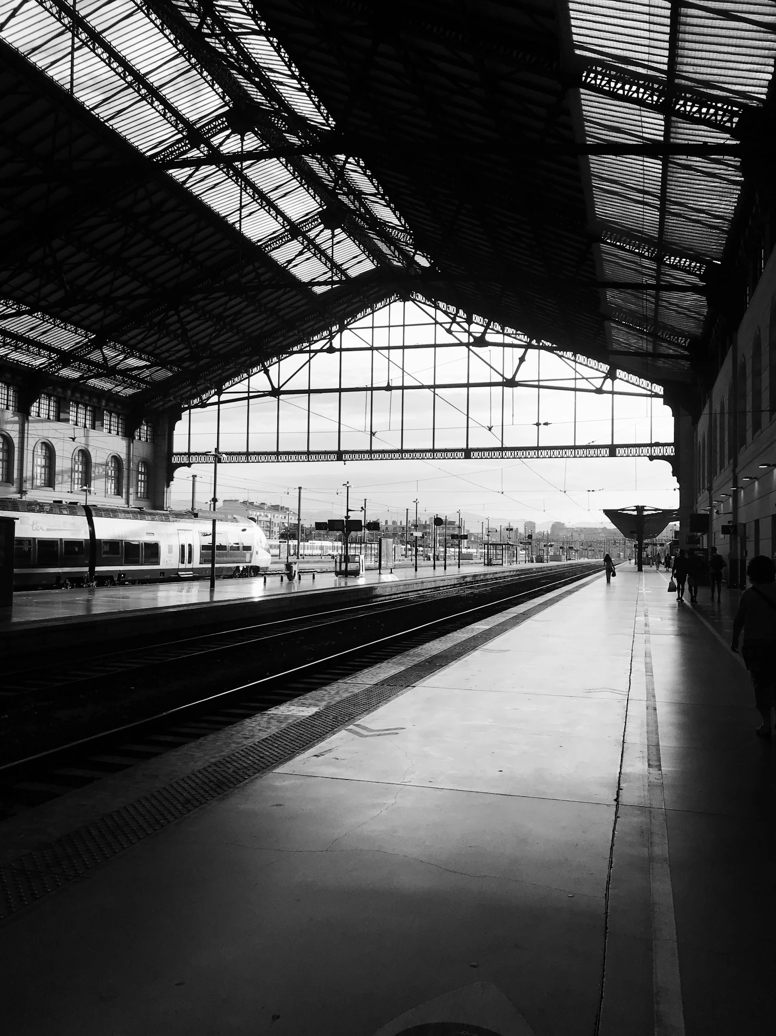 Passengers at a train station
