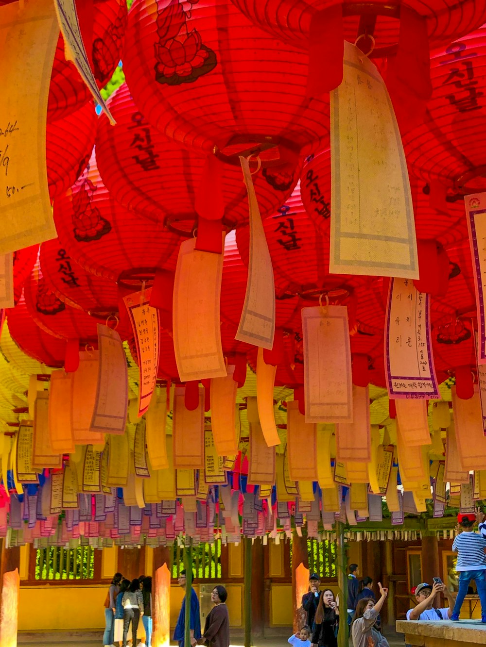 assorted color paper lanterns on display