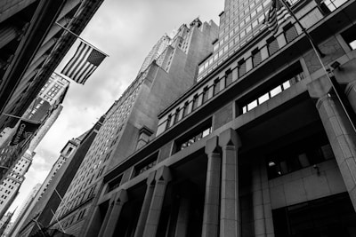grayscale photo of concrete building