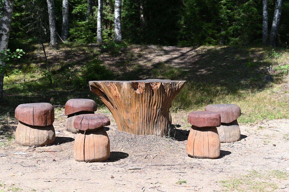 brown wooden logs on ground