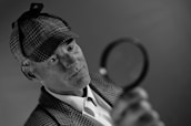 man in red and white checkered dress shirt wearing black fedora hat