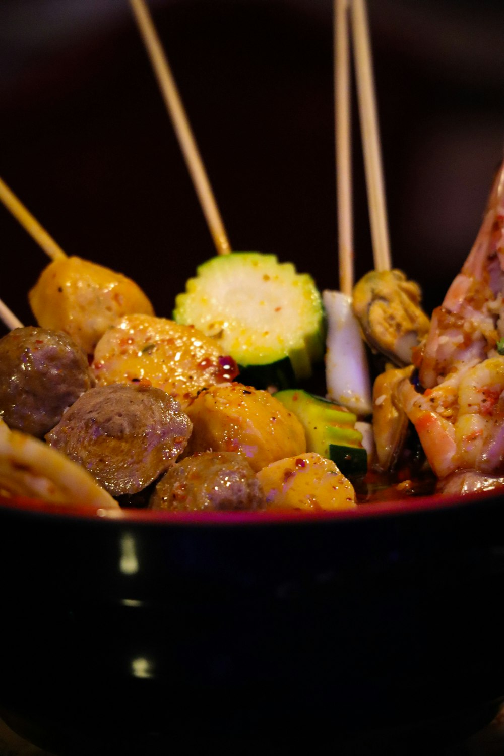 cooked food on black bowl