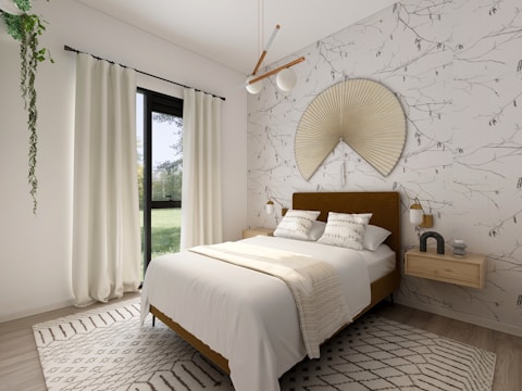 A cozy and stylish bedroom with modern decor.