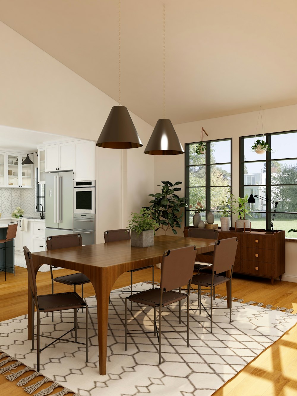 brown wooden table with chairs