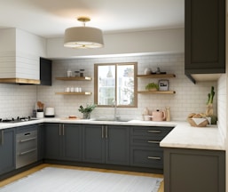 white and brown kitchen cabinet