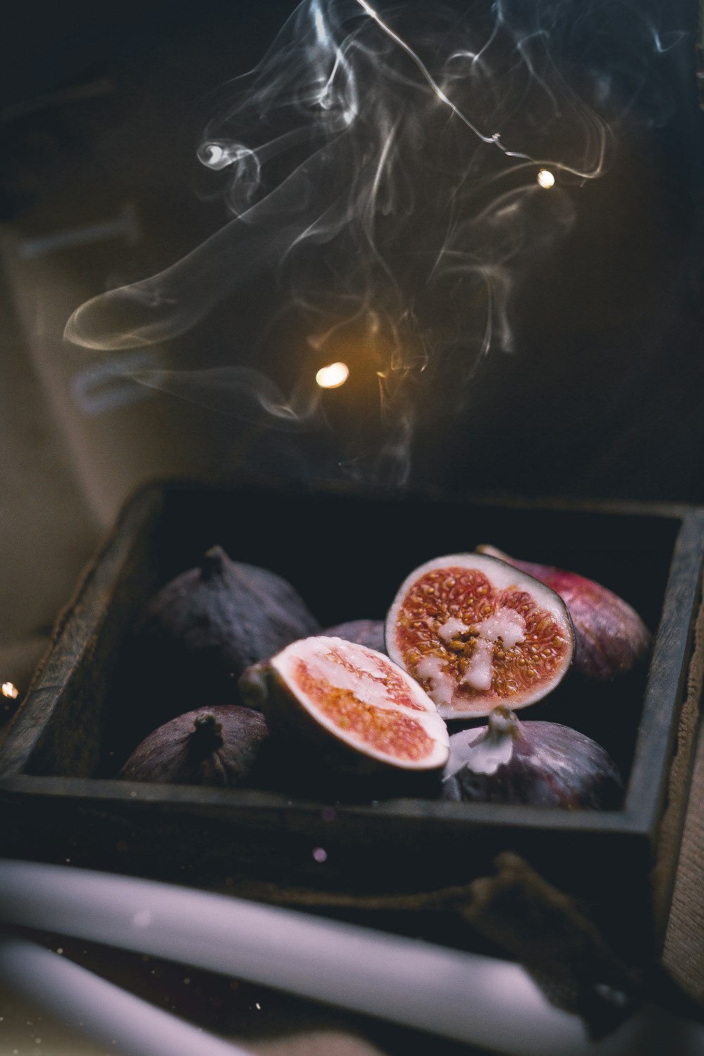 red and white sliced fruit