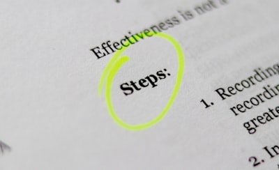 image of the word "steps" on a document circled in yellow