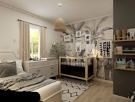 white wooden bed frame with white bed linen