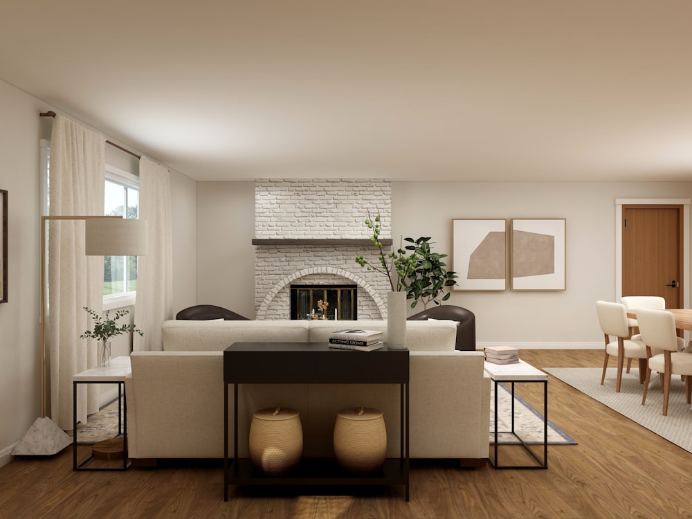 white wooden fireplace mantle with two brown wooden chairs