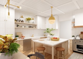 white and brown wooden table with chairs