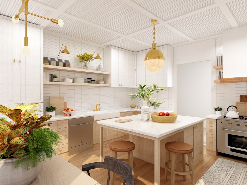 white and brown wooden table with chairs