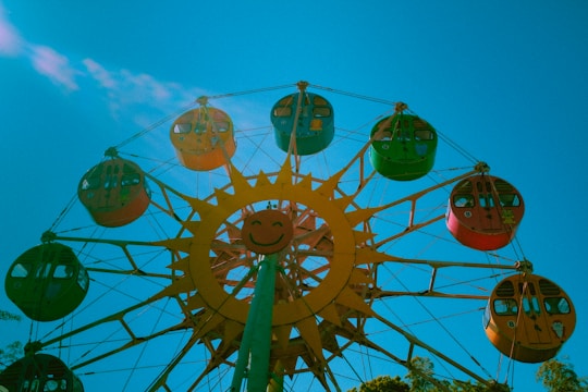 A colorful spinning wheel with various rewards displayed.