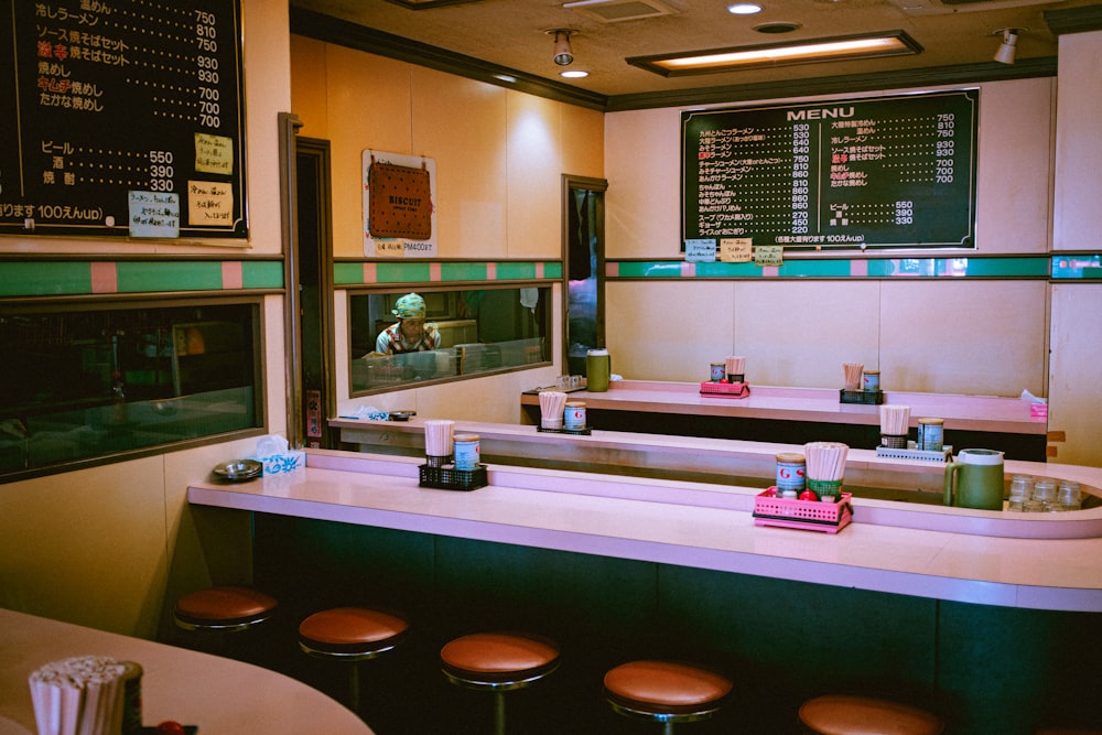 brown and white wooden counter