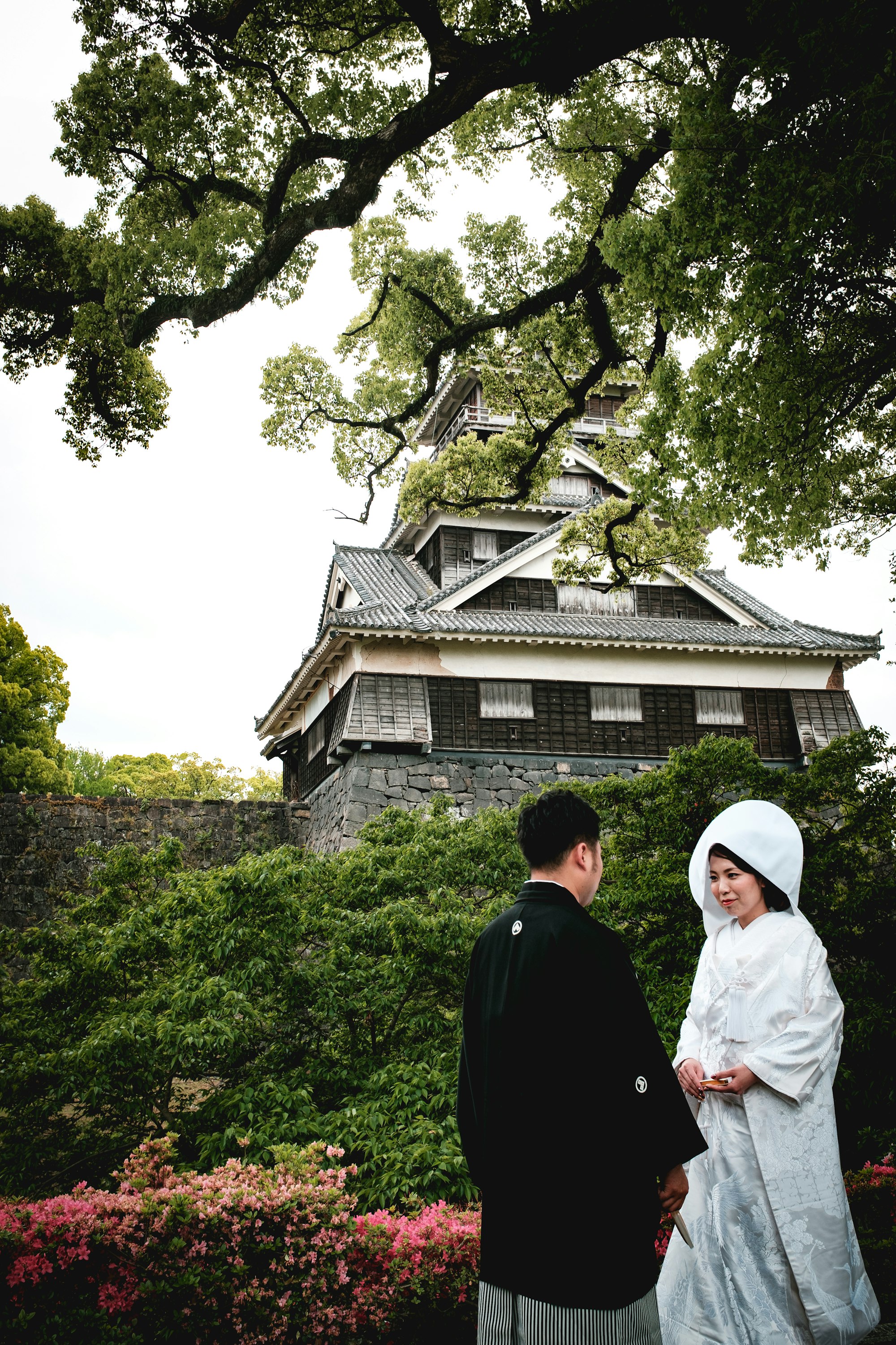 Wedding ceremony of a Japanese couples in Kimono