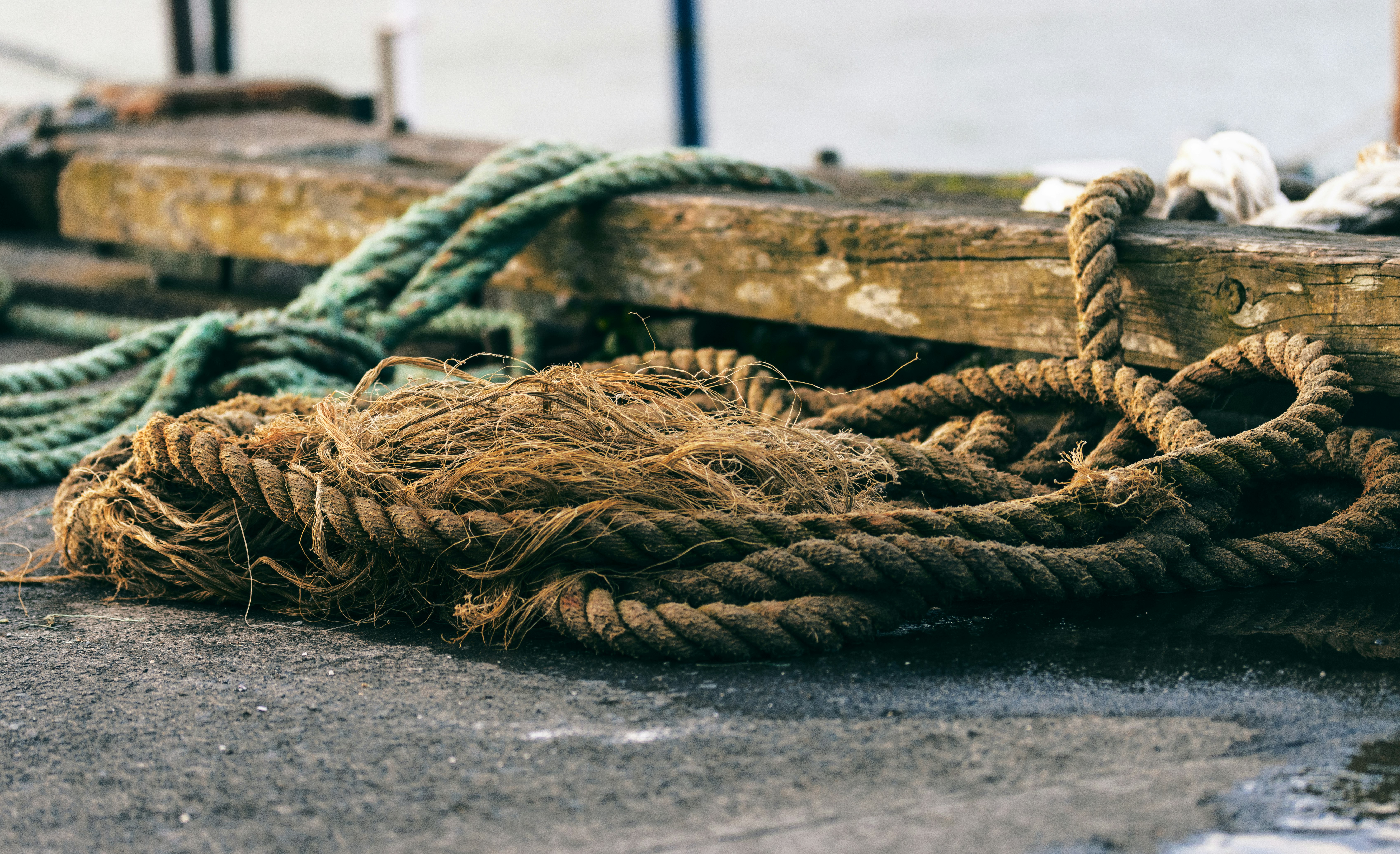 brown rope on gray concrete floor