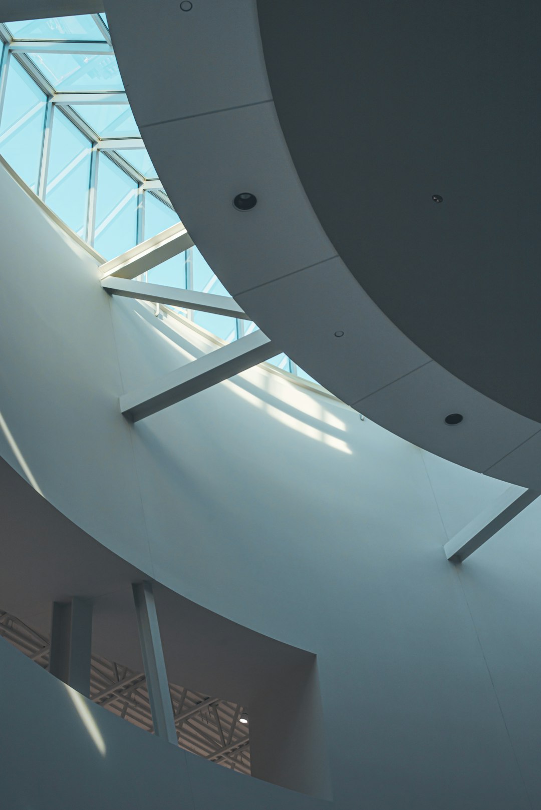 white and black spiral staircase