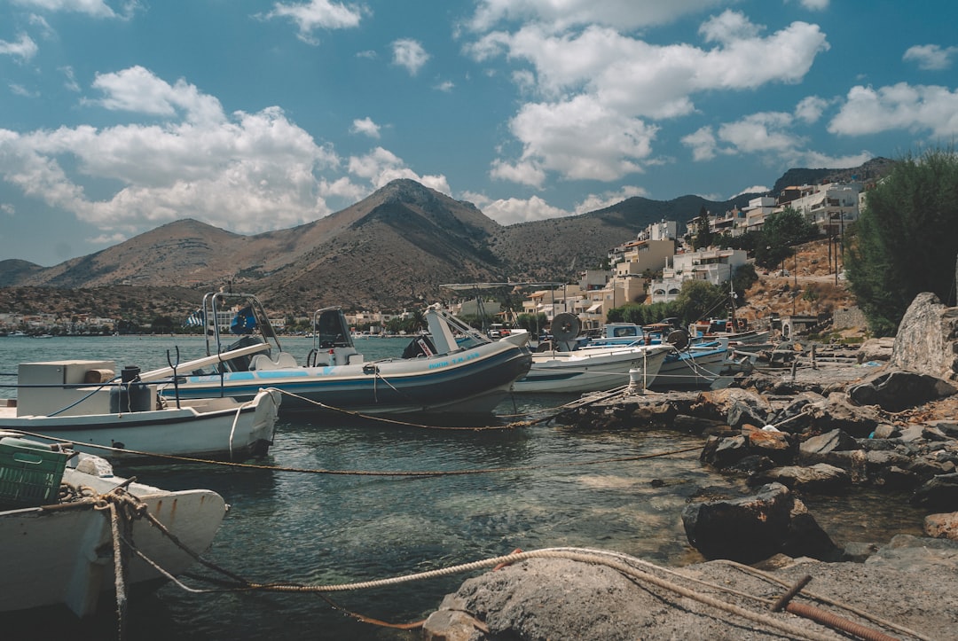 white and blue boat on shore during daytime