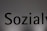 The image features a close-up of the word 'Sozialy' printed in bold black letters on a plain, light gray background. The lighting creates a subtle gradient effect on the background.