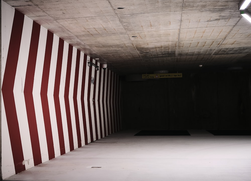 red and white striped wall