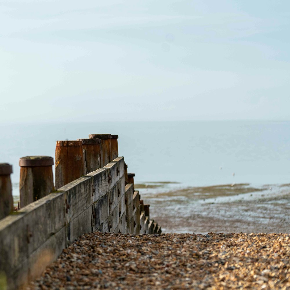 brown concrete brick wall on beach during daytime