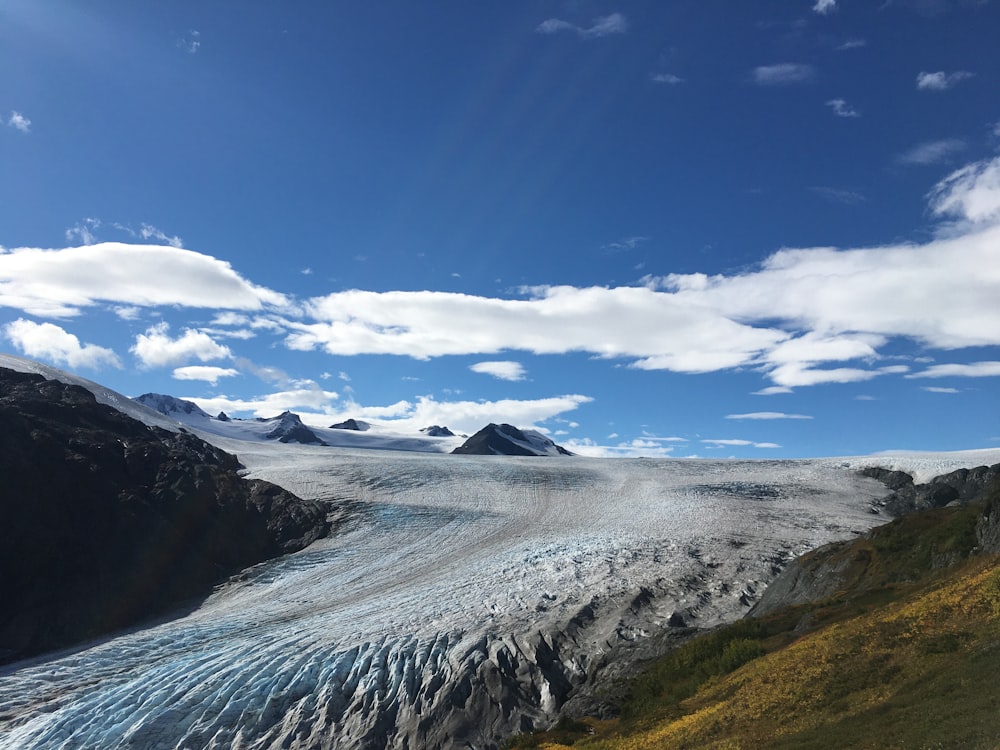 snow covered mountain under blue sky during daytime