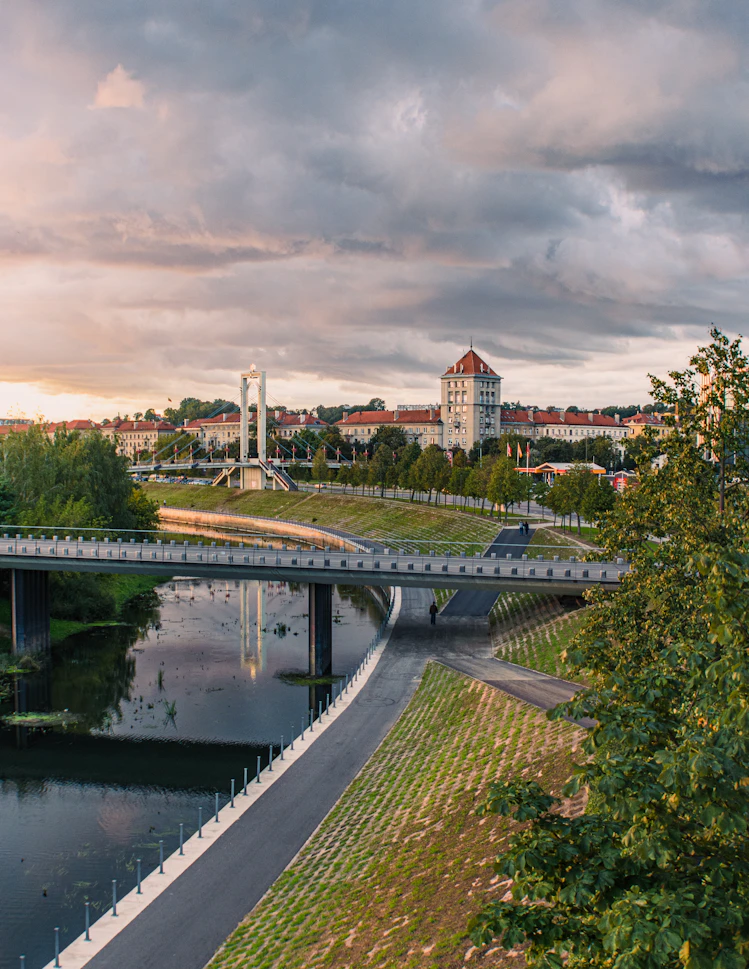 Charming European streets in the city center