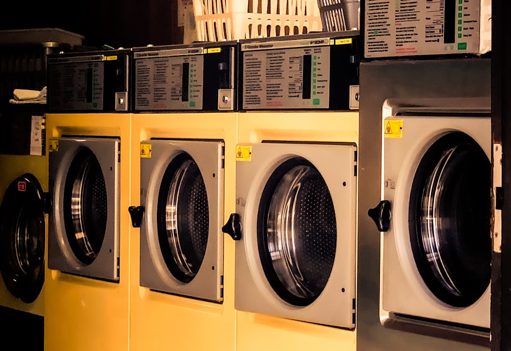 yellow front load washing machine