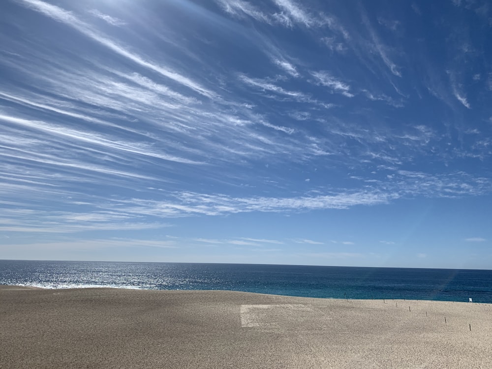 昼間の青空に茶色い砂浜