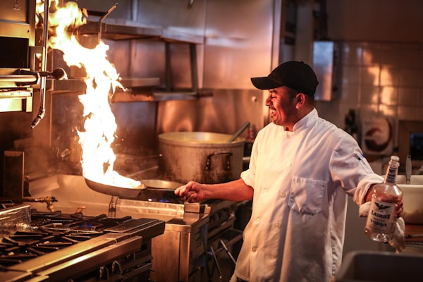 Chef plating a dish