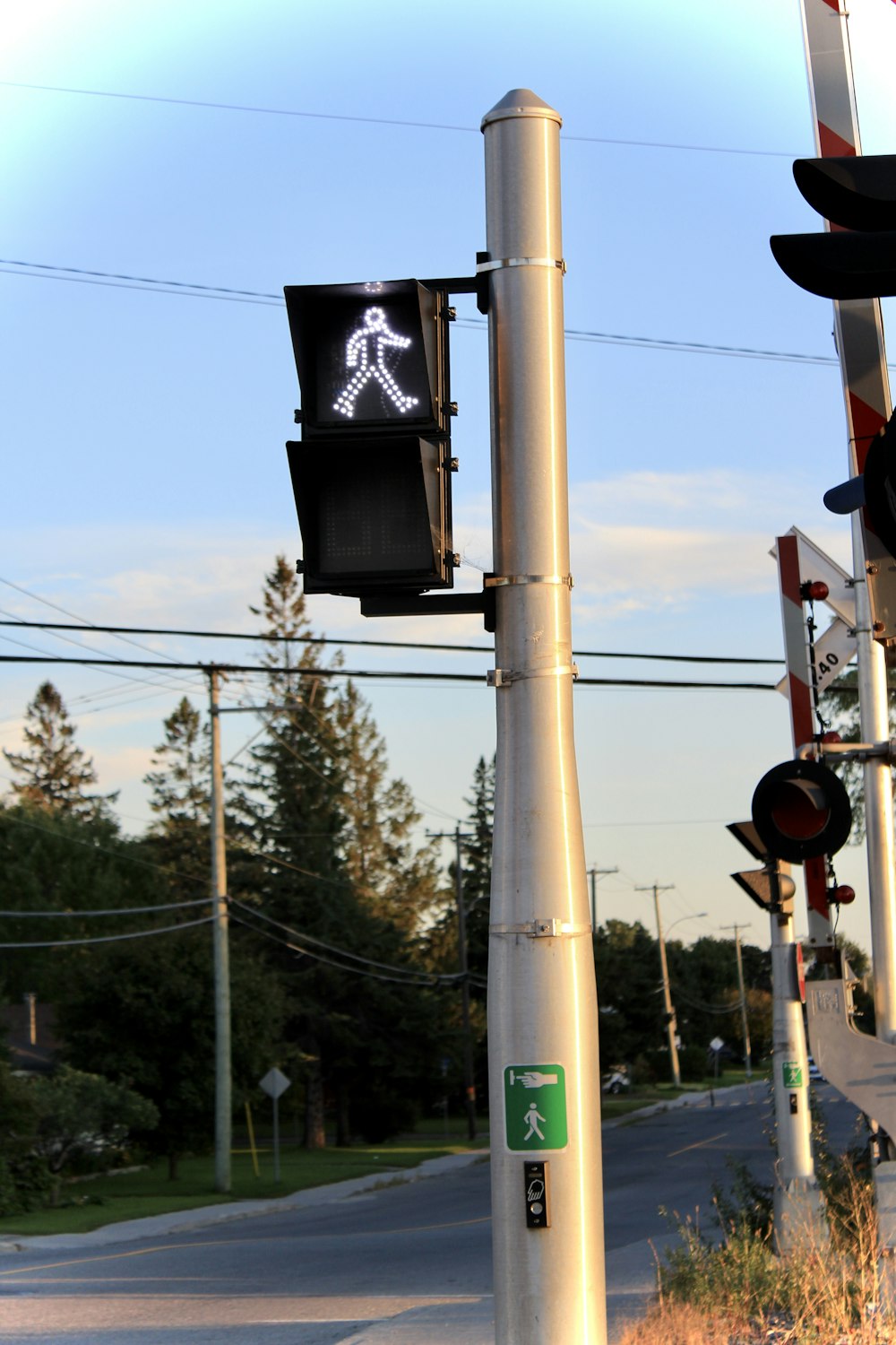 black traffic light with red light