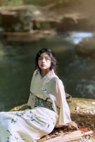 A serene outdoor setting with a person relaxing in comfortable attire.
