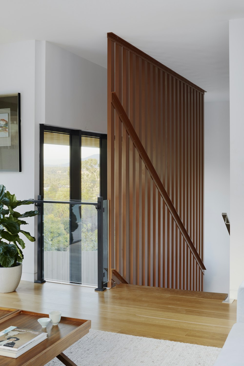 brown wooden framed glass door