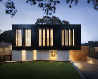 black and white concrete building