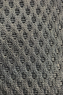 blue and white knit textile