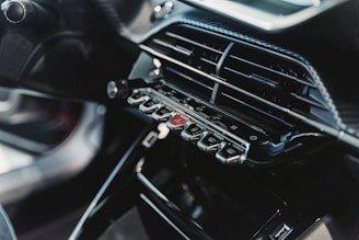 black and silver car engine