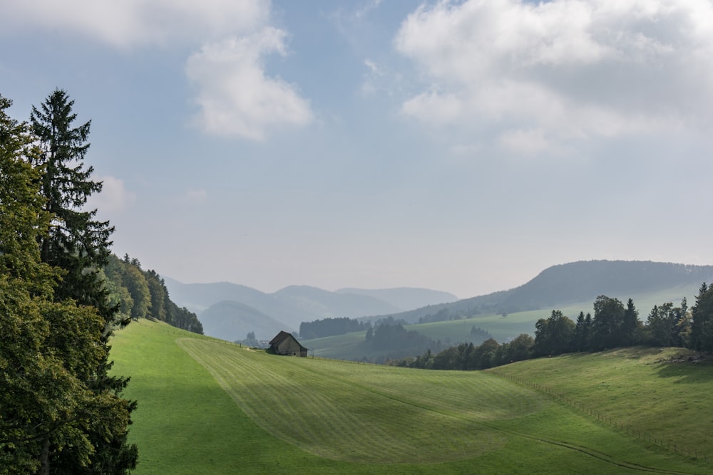 green grass field under cloudy sky during daytime