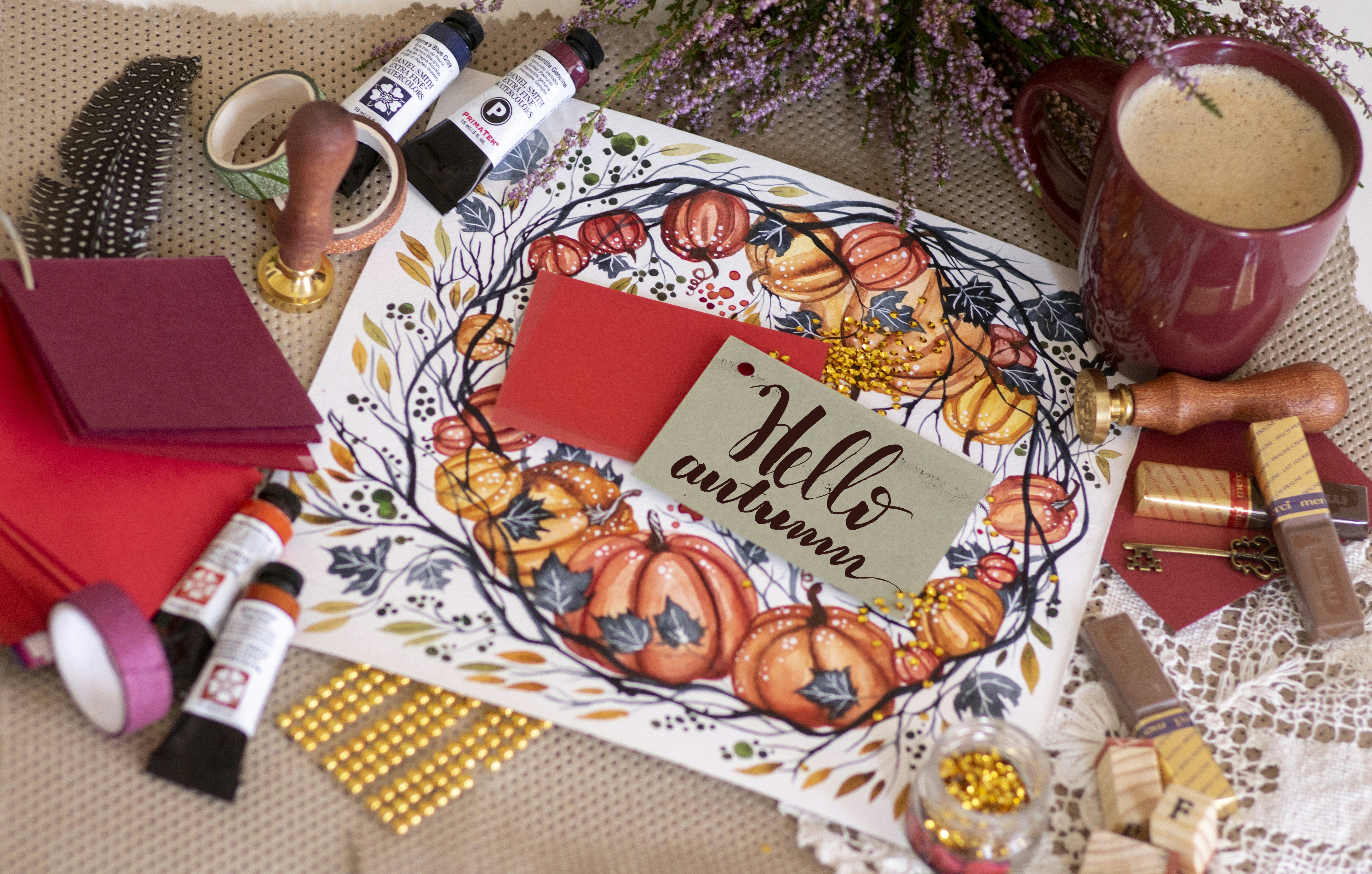 autumn craft supplies table, wallpaper, Thanksgiving Turkey Crafts for Adults: Sophisticated DIY Ideas 2