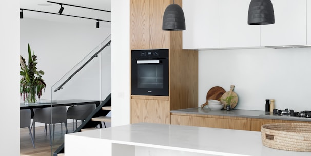 black and white kitchen island