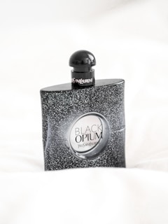 black and silver perfume bottle