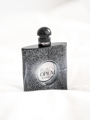 black and silver perfume bottle
