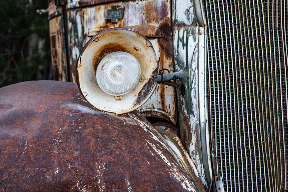 vintage car with round mirror