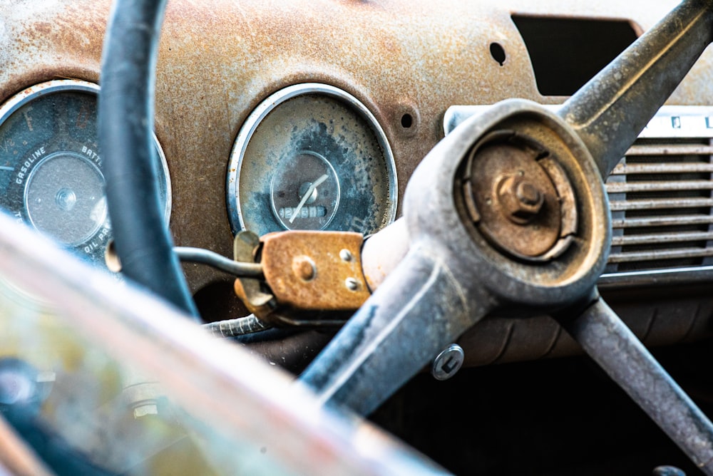 grey and brown car steering wheel